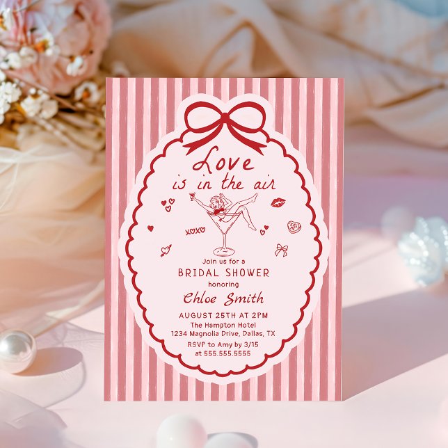 Hand Drawn Love Is In The Air Bow Bridal Shower Invitation (Creator Uploaded)