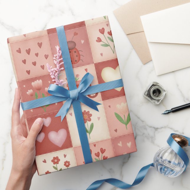 Hand Drawn Love Patchwork - Wrapping Paper Roll (Gifting)