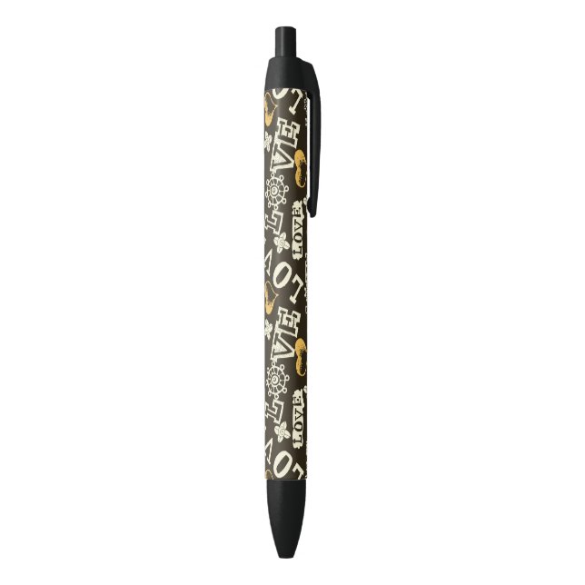 Hand Drawn Love Pattern Black Ink Pen (Bottom (Vertical))