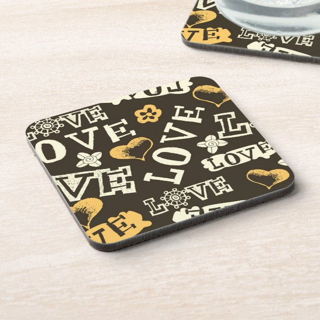 Hand Drawn Love Pattern Coaster (Left Side)