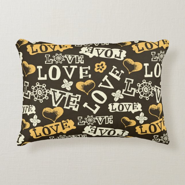 Hand Drawn Love Pattern Decorative Cushion (Front)