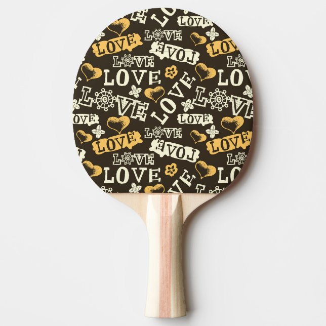 Hand Drawn Love Pattern Ping Pong Paddle (Front)