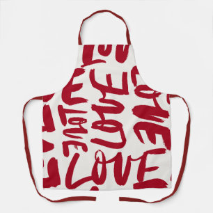 Hand-Drawn Love Pattern Playful Modern Romantic Apron