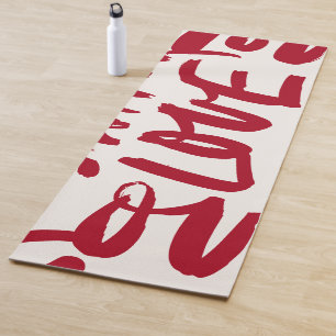 Hand-Drawn Love Pattern Playful Modern Romantic Yoga Mat
