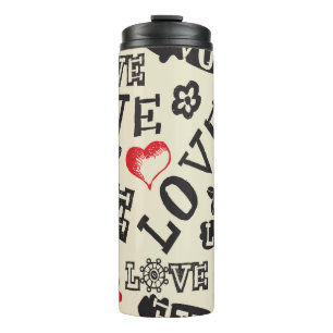 hand drawn love pattern thermal tumbler