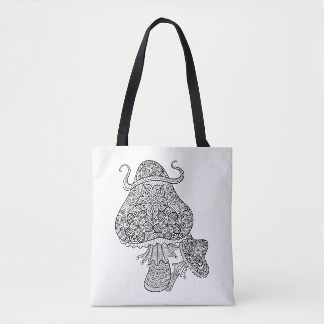 Hand Drawn Magic Mushrooms Doodle 2 Tote Bag (Front)