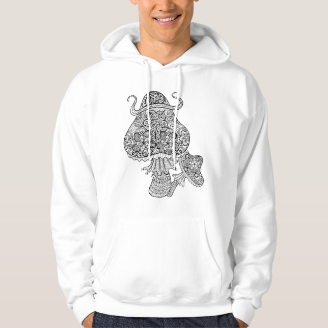 Hand Drawn Magic Mushrooms Doodle Hoodie (Front)