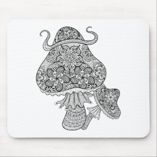 Hand Drawn Magic Mushrooms Doodle Mouse Mat