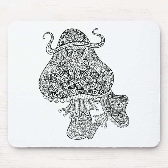 Hand Drawn Magic Mushrooms Doodle Mouse Mat (Front)