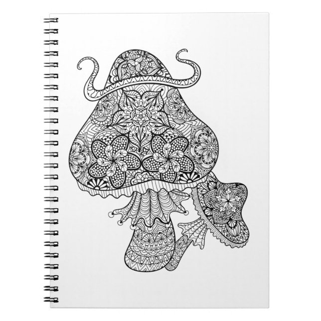 Hand Drawn Magic Mushrooms Doodle Notebook (Front)