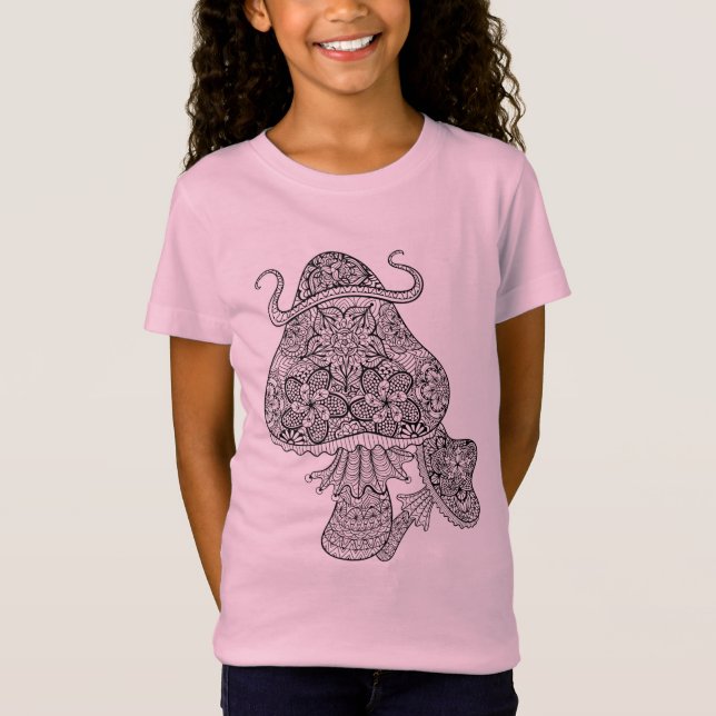 Hand Drawn Magic Mushrooms Doodle T-Shirt (Front)