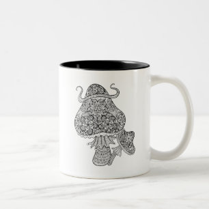 Hand Drawn Magic Mushrooms Doodle Two-Tone Coffee Mug