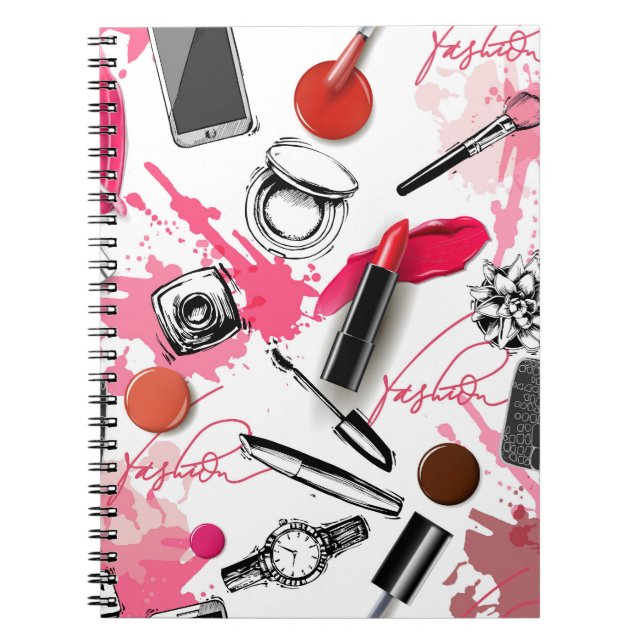 Hand-drawn makeup, vintage graphic pattern. notebook (Front)