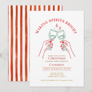Hand Drawn Making Spirit Bright Christmas Party Invitation