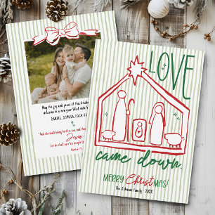 Hand Drawn Manger Scene Christian CHRISTmas Photo Holiday Card
