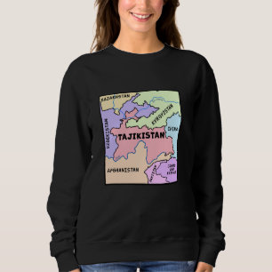 hand drawn map of Tajikistan, names of Neighbourin Sweatshirt