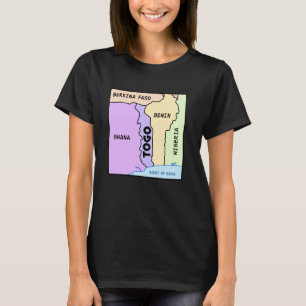 hand drawn map of Togo, names of Neighbouring Coun T-Shirt