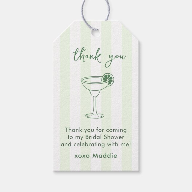 Hand-Drawn Margarita Lime Bridal Shower Favour Tag (Front)