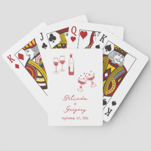 Hand Drawn Maroon Illustrations Doodles Wedding Playing Cards