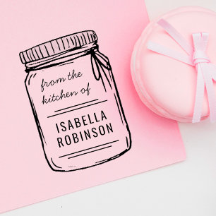 Hand-drawn Mason Jar From The Kitchen Of Name Rubber Stamp