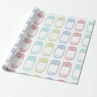 Hand drawn Mason Jar in 4 colours Wrapping Paper