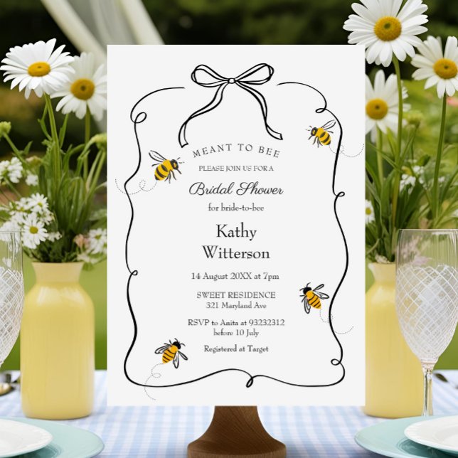 Hand drawn Meant To Bee Bridal Shower  Invitation (Creator Uploaded)