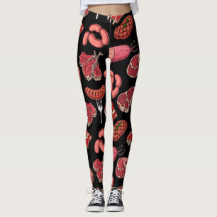 hand-drawn meat products pattern  Leggings