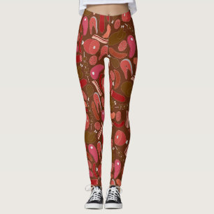  hand-drawn meat products pattern  Leggings