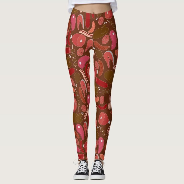  hand-drawn meat products pattern  Leggings (Front)