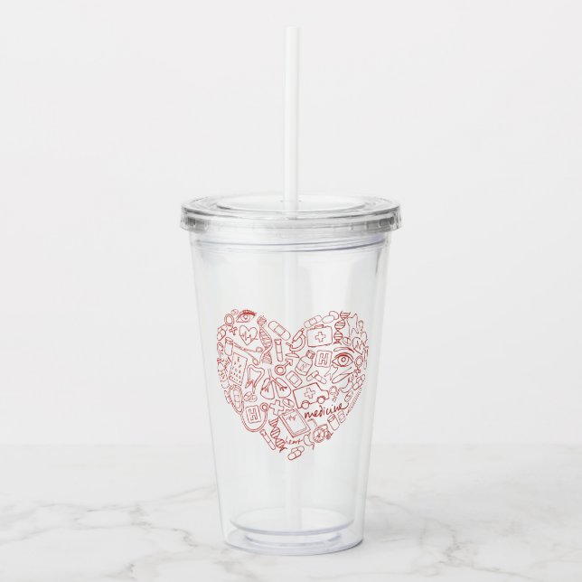Hand Drawn Medial Doodle Logo Acrylic Tumbler (Front)