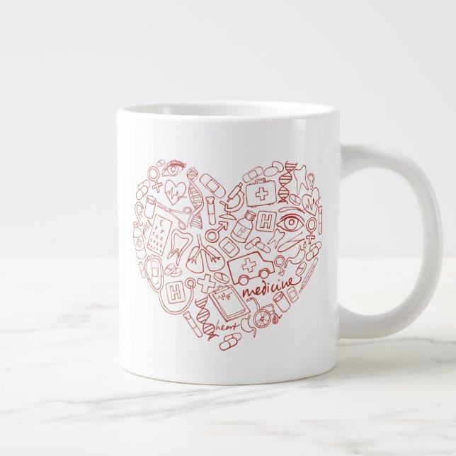 Hand Drawn Medial Doodle Logo Large Coffee Mug (Right)