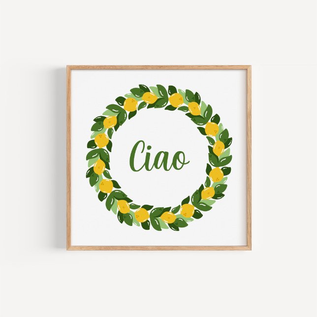 Hand-Drawn Mediterranean Lemon Wreath Kitchen Art Poster (Creator Uploaded)