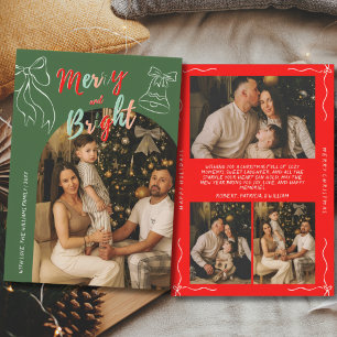 Hand Drawn Merry and Bright Arch Photo Christmas Holiday Card