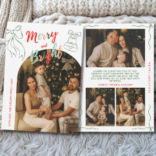 Hand Drawn Merry and Bright Arch Photo Christmas Holiday Card