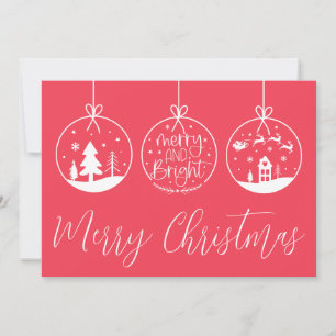 Hand Drawn Merry Bright Christmas Holiday Card