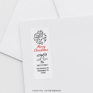 Hand Drawn Merry Christmas Return Address Label