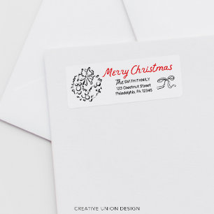 Hand Drawn Merry Christmas Return Address Label