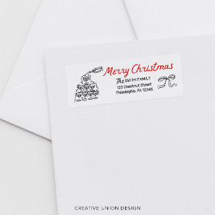 Hand Drawn Merry Christmas Return Address Label