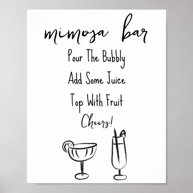 Hand drawn Mimosa Bar Sign (Front)
