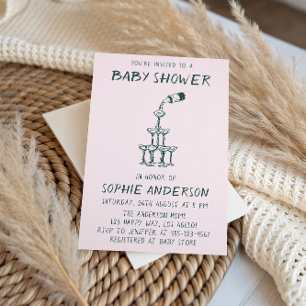Hand Drawn Minimalist Baby Shower Party Invitation