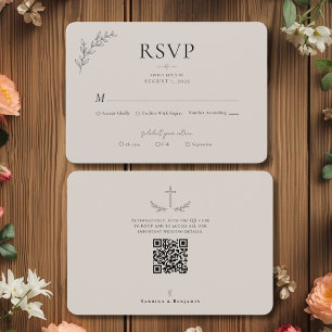 Hand Drawn Minimalist Christian Wedding RSVP Card