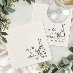 Hand Drawn Minimalist Cocktail Wedding Napkin