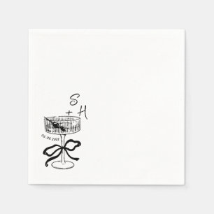 Hand Drawn minimalist Coquette Drinks Wedding  Napkin