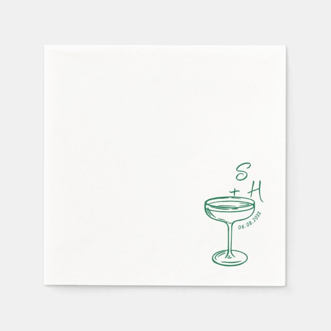 Hand Drawn minimalist Simple Cocktail Wedding  Napkin (Front)