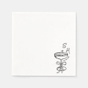 Hand Drawn minimalist Simple Cocktail Wedding  Napkin