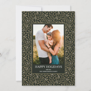 Hand drawn mistletoe pattern Holiday photo card