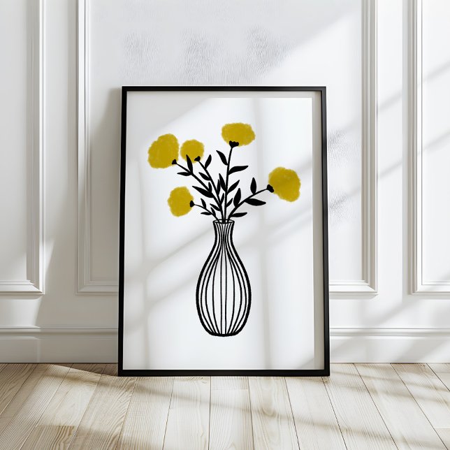 Hand-Drawn Mixed Media Flowers in Vase Poster (Creator Uploaded)