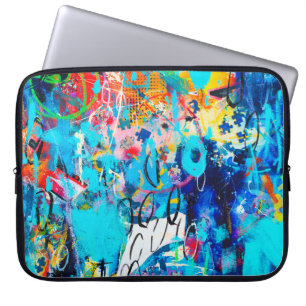  Hand drawn modern Multi Colored mixed media art c Laptop Sleeve