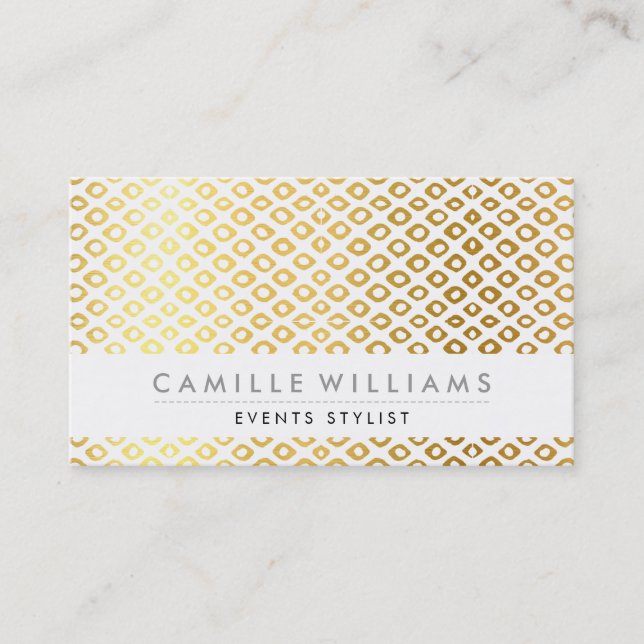 HAND DRAWN modern rustic rough pattern gold foil Business Card (Front)