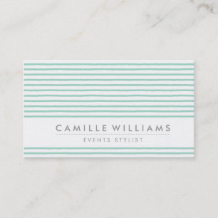 HAND DRAWN modern rustic stripe pattern mint green Business Card